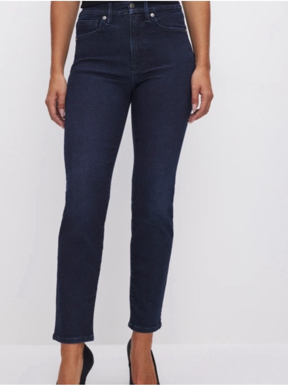 Good American Always Fits Good Legs Cigarette Jeans Dark Blue 14 16 18 Plus Size